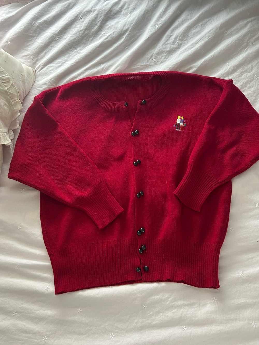 Classic Vintage Red Button-Front Women’s Sweater Cardigan